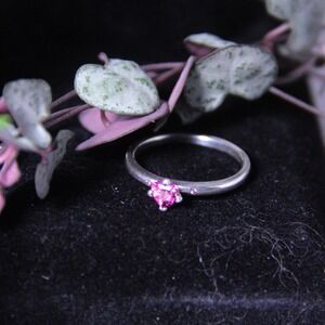 Pandora You and Me Pink Heart Ring Sterling Silver 925 Stackable Size 9.25